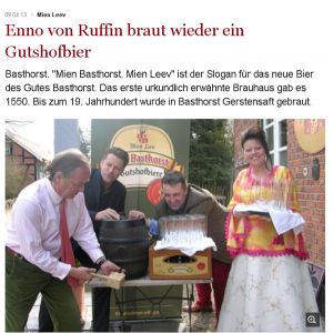 Enno von Ruffin braut wieder ein Gutshofbier - Bergedorfer Zeitung